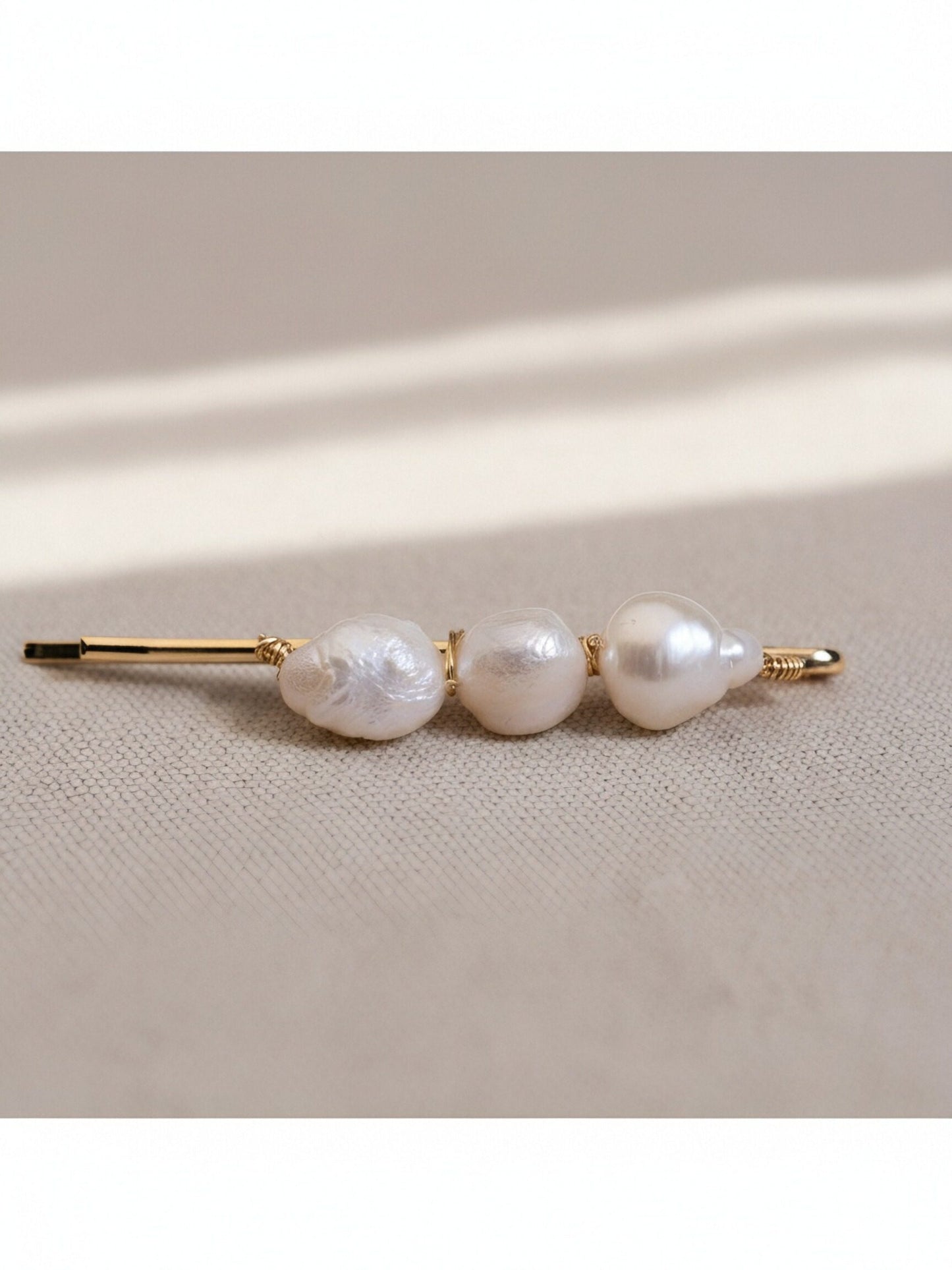 3 Natural Pearl Baroque Hair Clip Set