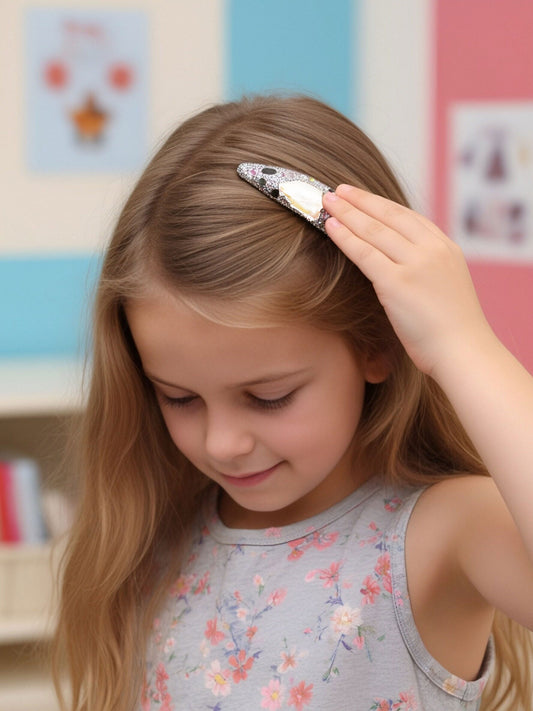 Natural Baroque pearl hair clip inlaid with zircon and tourmaline duckbill clip hair accessory