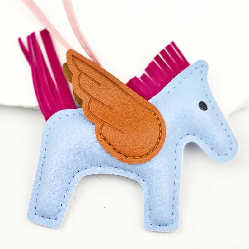 Little Pegasus bag pendant, woven rope double-layer chain nylon rope, pony tassel pearl keychain