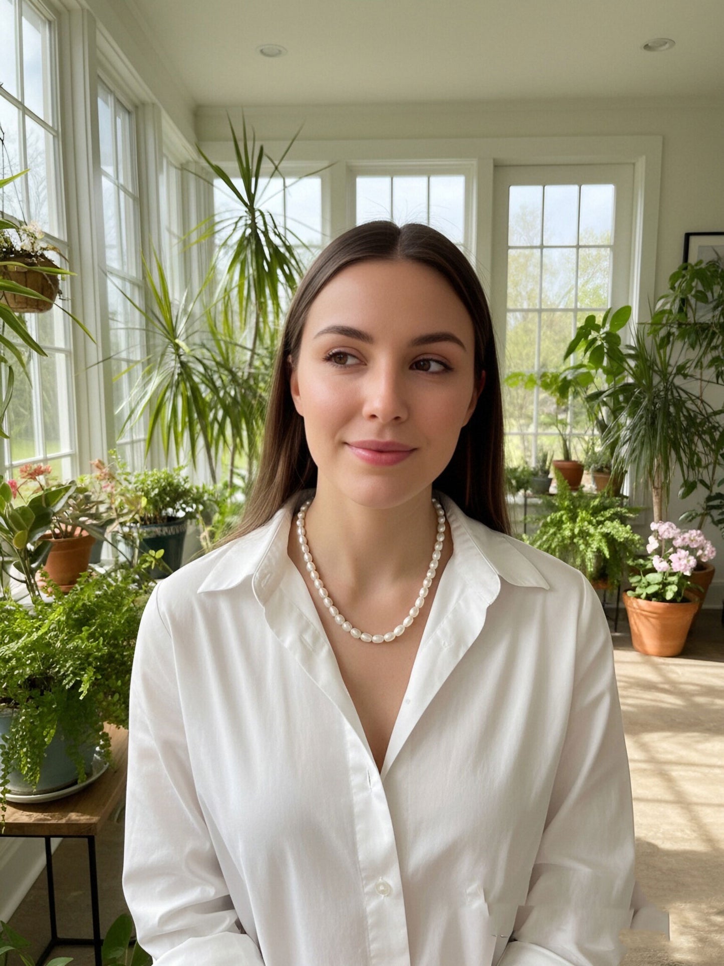 Natural Pearl Necklace White 8-9mm Pearl Belt Extended Chain Length Adjustable Necklace