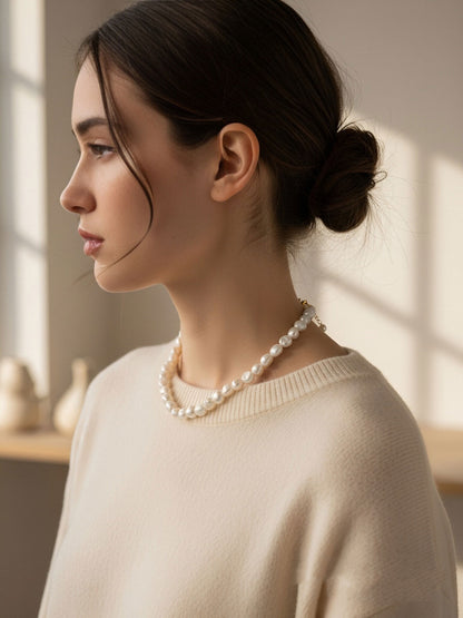 Natural Pearl Necklace Baroque Pearl Belt Extended Chain Length Adjustable Necklace