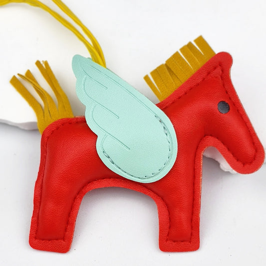 Little Pegasus bag pendant, woven rope double-layer chain nylon rope, pony tassel pearl keychain