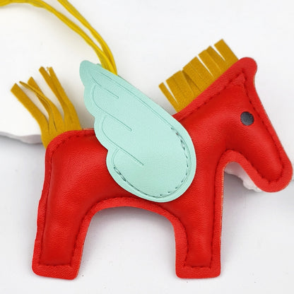 Little Pegasus bag pendant, woven rope double-layer chain nylon rope, pony tassel pearl keychain