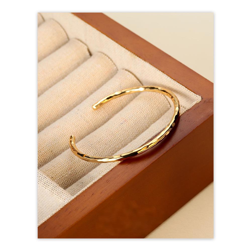 Natural pearl bracelet three piece set paired with smile bracelet and gold open hammer bracelet