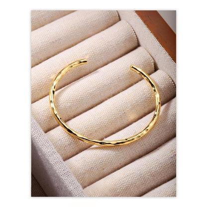 Natural pearl bracelet three piece set paired with smile bracelet and gold open hammer bracelet