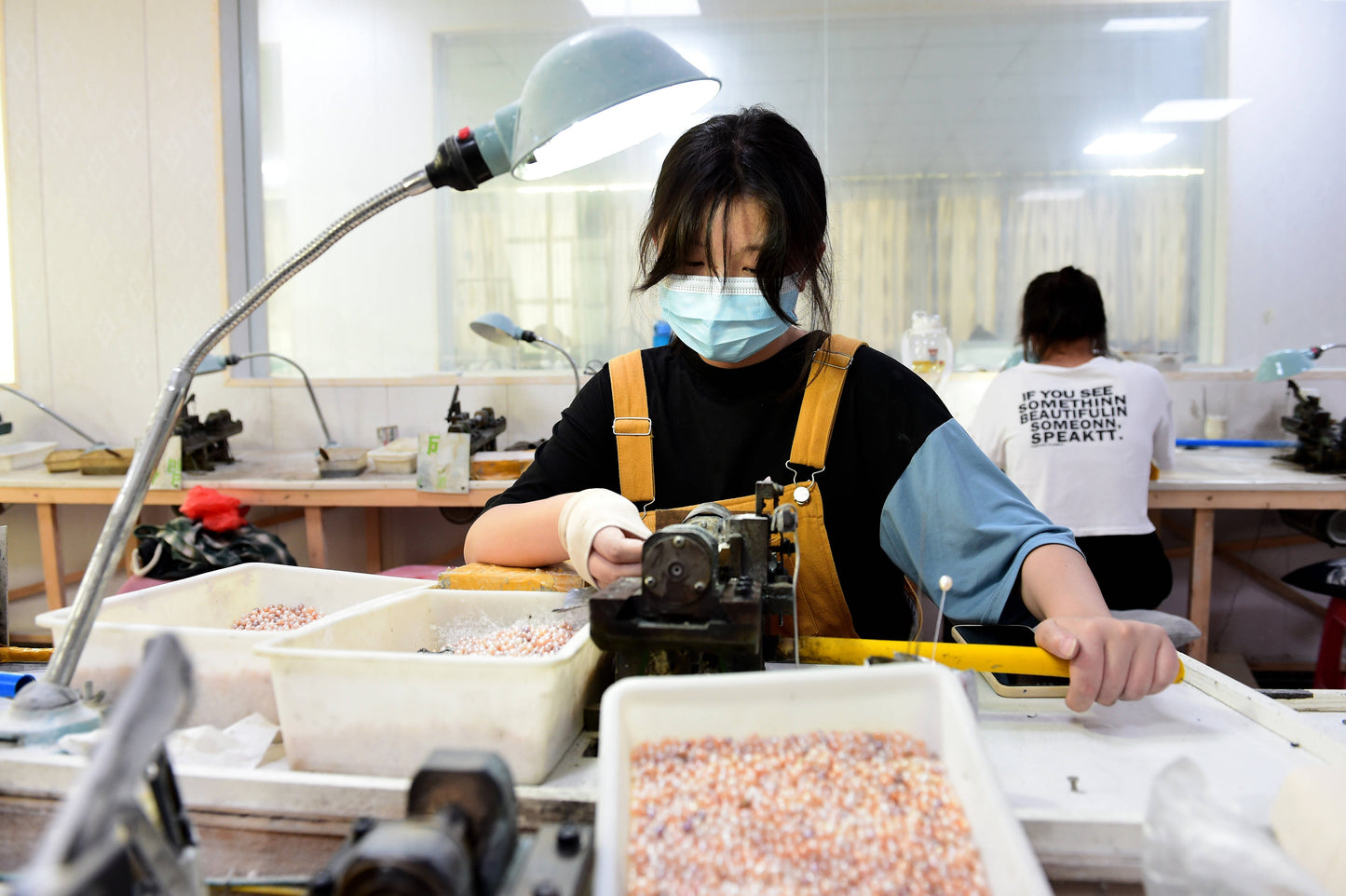 Natural pearl earrings with lucky four petal flower inlay and black abalone shell earrings