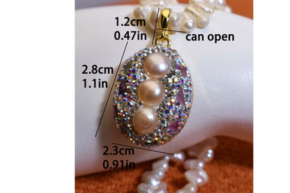 Natural pearl necklace pendant, three-dimensional inlaid with colored zircon and tourmaline pendant