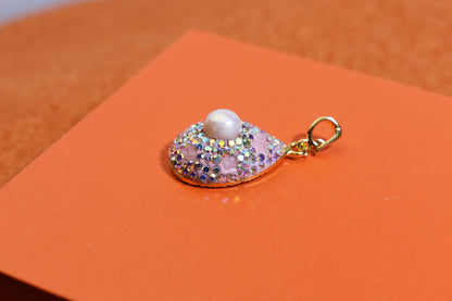 Natural pearl necklace pendant, three-dimensional inlaid with colored zircon and pink tourmaline pendant
