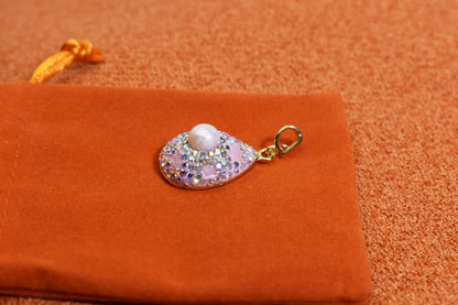 Natural pearl necklace pendant, three-dimensional inlaid with colored zircon and pink tourmaline pendant