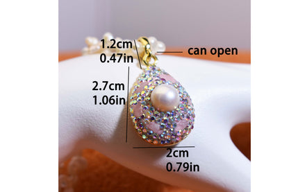 Natural pearl necklace pendant, three-dimensional inlaid with colored zircon and pink tourmaline pendant