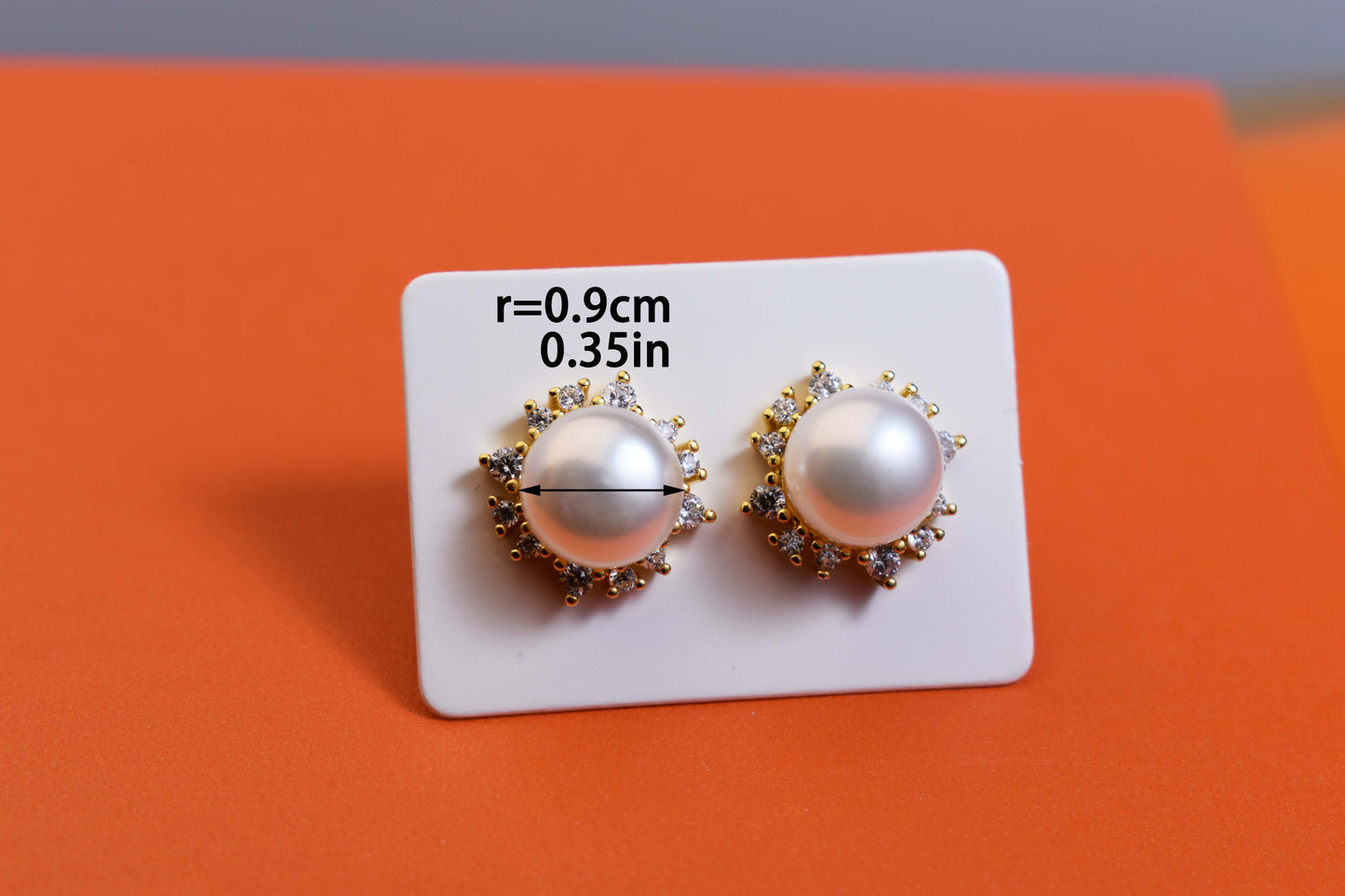 Natural pearl earrings with sunflower shaped inlay and zircon earrings