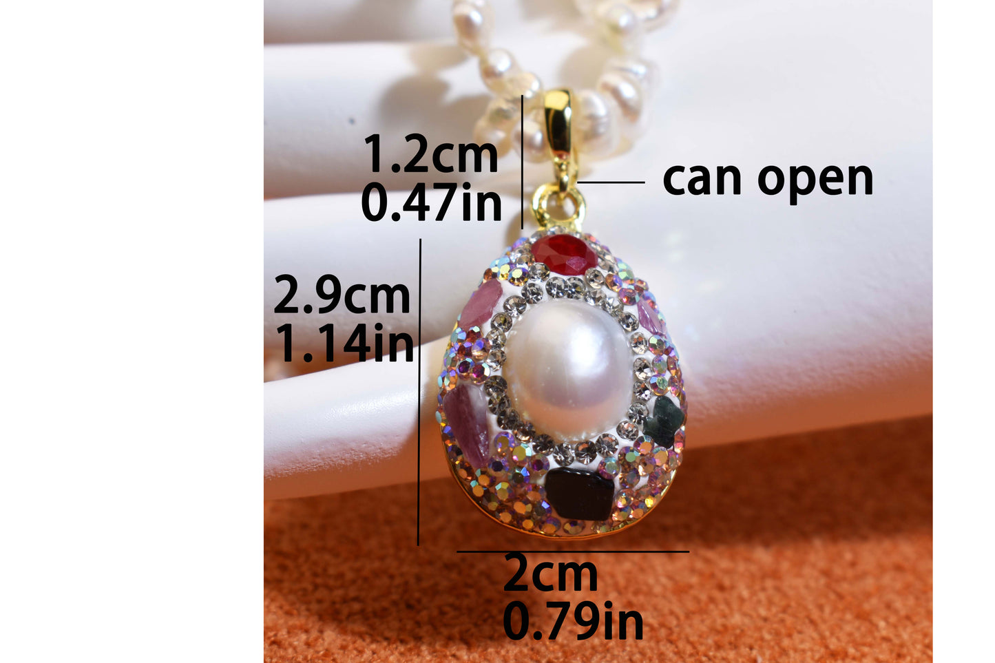 Natural pearl necklace pendant, three-dimensional inlaid with colored zircon and tourmaline pendant