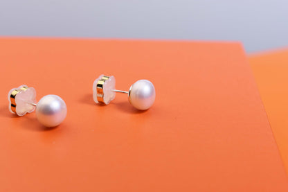 Natural pearl earrings, small light bulb shaped, bare pearl, simple and fashionable, versatile earrings