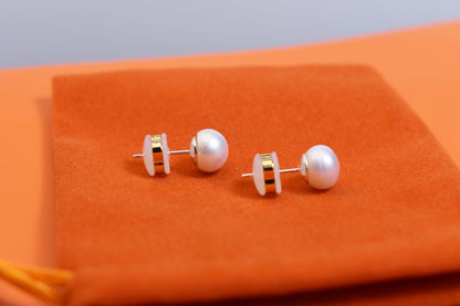 Natural pearl earrings, small light bulb shaped, bare pearl, simple and fashionable, versatile earrings
