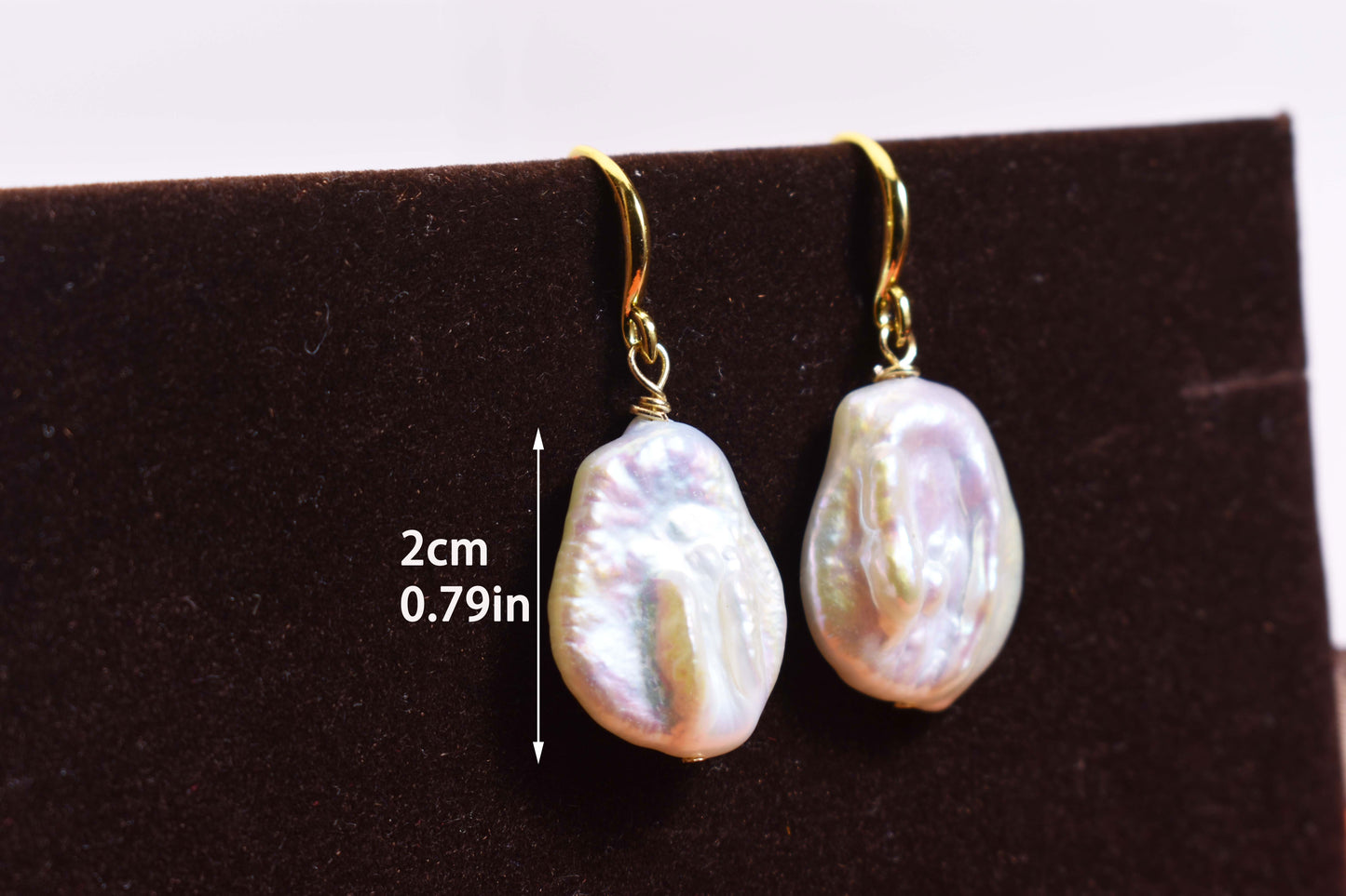 Natural Baroque Pearl Earrings Round Shaped Pearl Long Earrings
