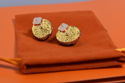 Natural pearl earrings with three-dimensional handmade inlaid zircon tourmaline earrings