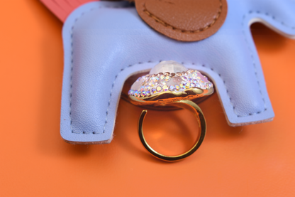 handmade Luxury natural Mabe pearl ring with three-dimensional dense inlay of tourmaline and zircon, adjustable opening ring