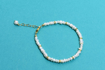 Natural Pearl Rice Bead Shaped Three Set  Smile Bracelet Gold Open Hammer Bracelet