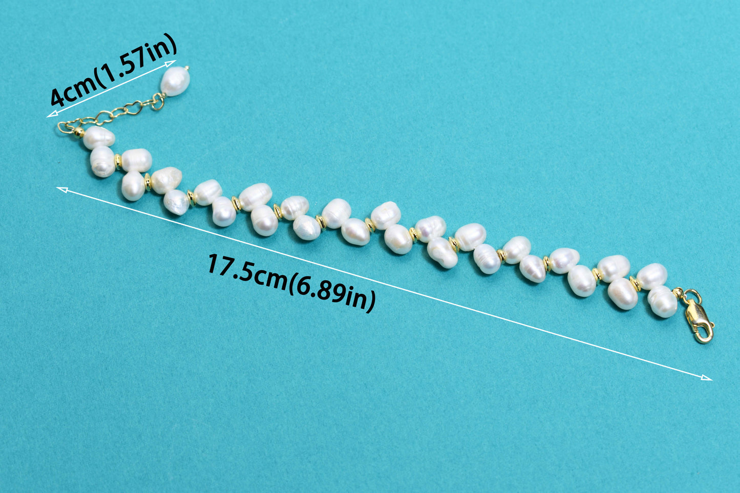 Natural Pearl Wheat Spike Style Three Set  Smile Bracelet Gold Open Hammer Bracelet