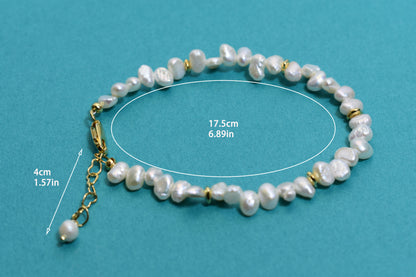 Natural Pearl Bracelet Side Punching Three Set  Smile Bracelet Gold Open Hammer Bracelet