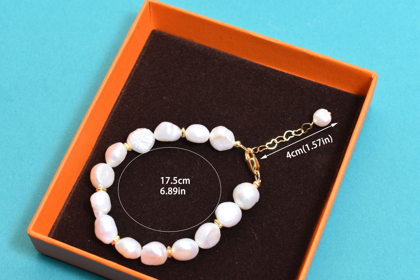 Natural Baroque Pearl Bracelet Set of Three  Smile Bracelet Gold Open Hammer Bracelet