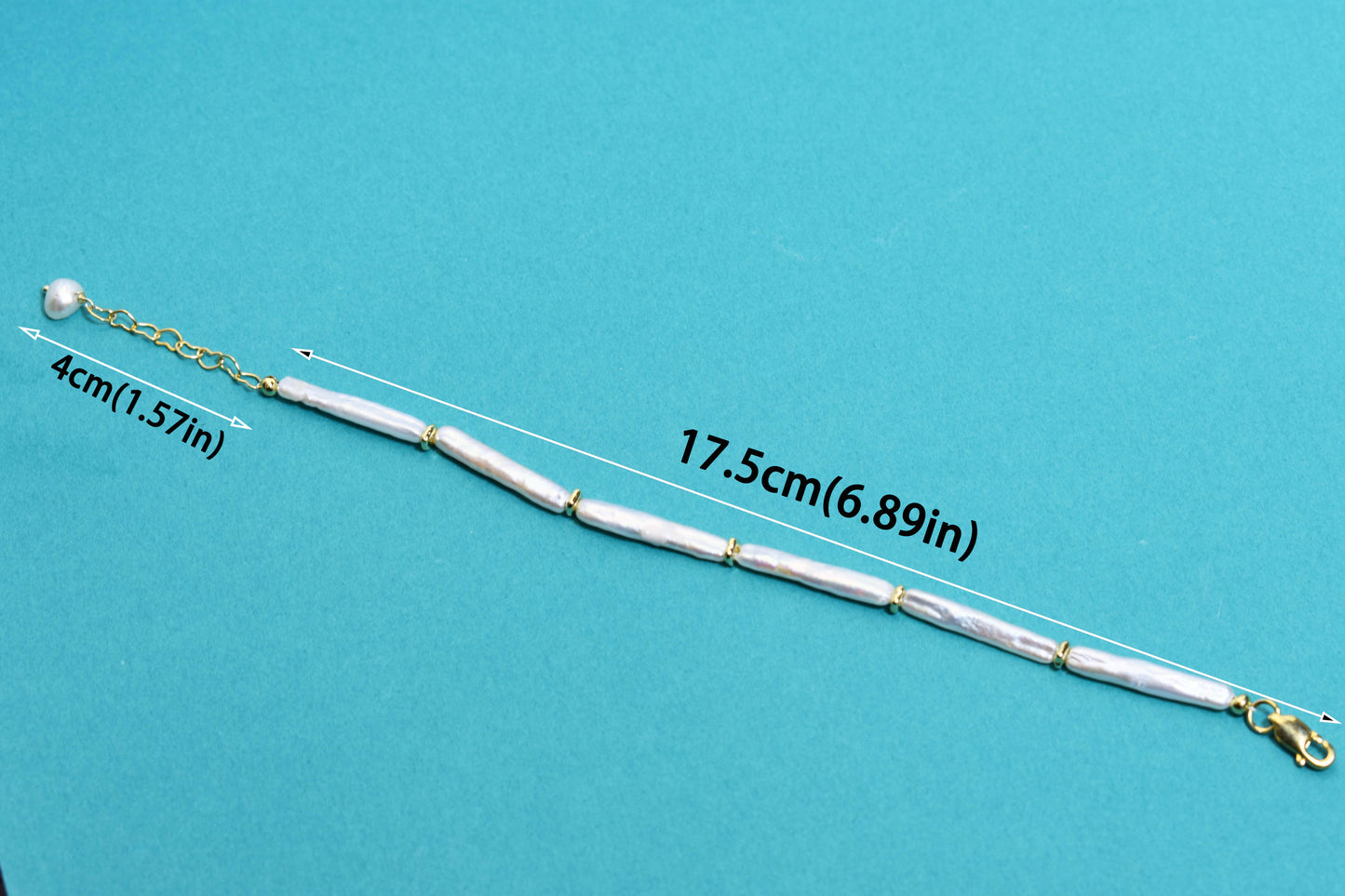 Natural pearl small silver bar design three sets  smile bracelet gold open hammer bracelet