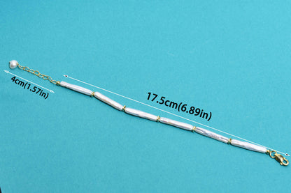 Natural pearl small silver bar design three sets  smile bracelet gold open hammer bracelet