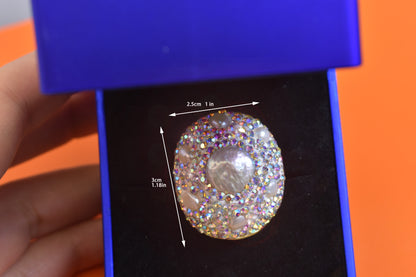 Luxurious and Shining Natural Baroque Pearl Ring with Three Dimensional Dense Embedding of Small Pearls and Colored Zirconia, Adjustable Ring at the Opening