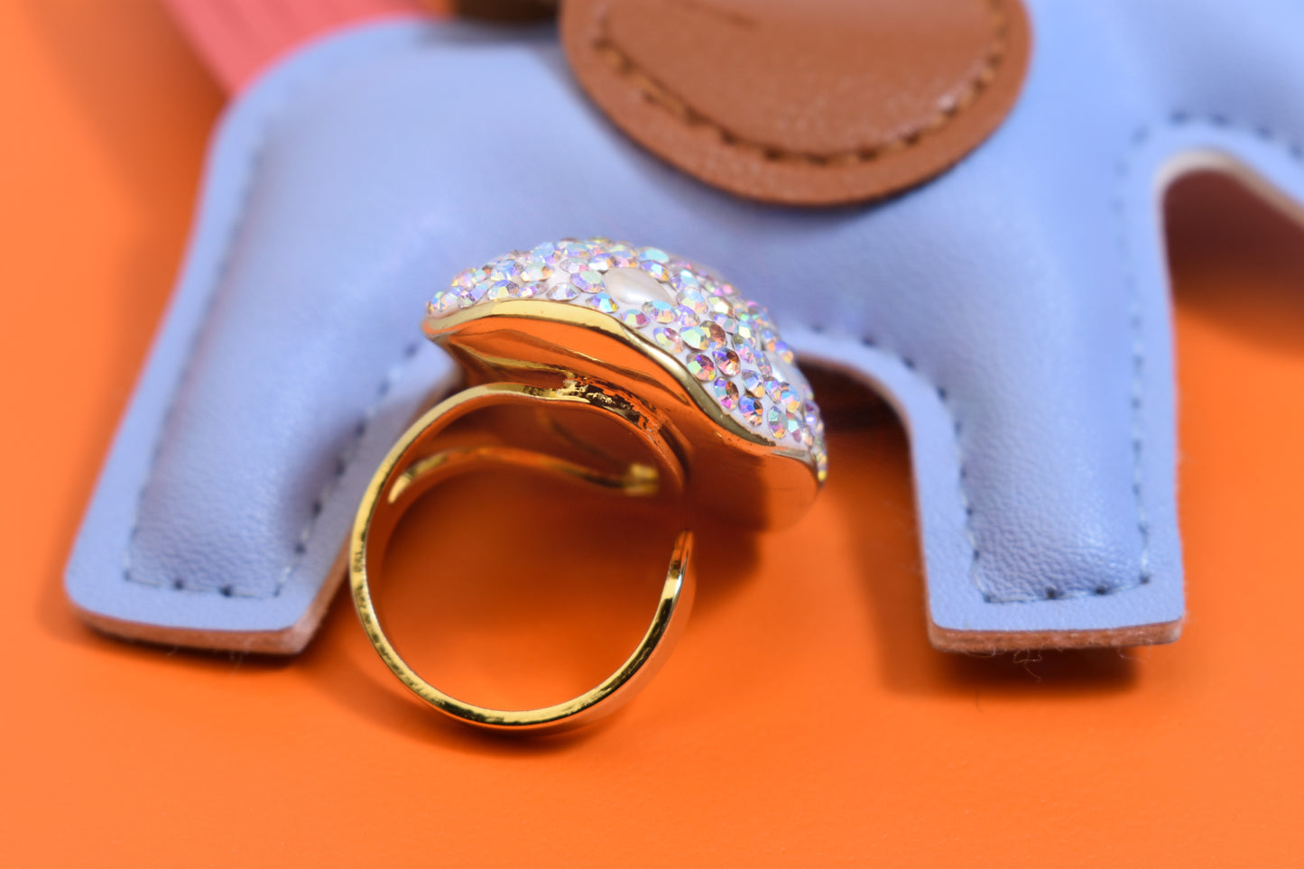 Luxurious and Shining Natural Baroque Pearl Ring with Three Dimensional Dense Embedding of Small Pearls and Colored Zirconia, Adjustable Ring at the Opening