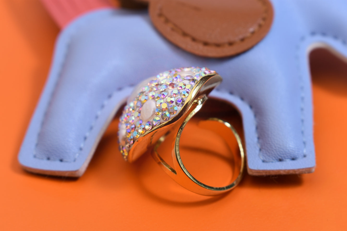 Luxurious and Shining Natural Baroque Pearl Ring with Three Dimensional Dense Embedding of Small Pearls and Colored Zirconia, Adjustable Ring at the Opening