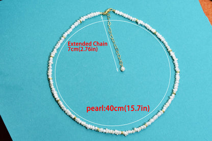 Natural pearl necklace with rice shaped pearl strap and adjustable chain length