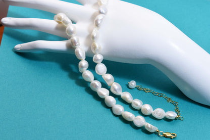 Natural Pearl Necklace Baroque Pearl Belt Extended Chain Length Adjustable Necklace