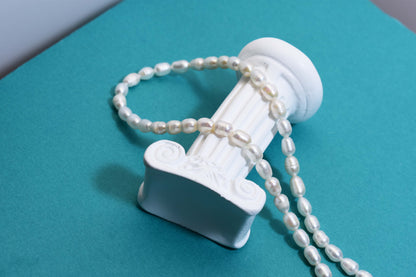 Natural Pearl Necklace White 8-9mm Pearl Belt Extended Chain Length Adjustable Necklace