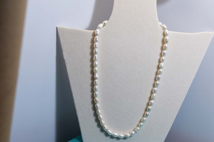Natural Pearl Necklace White 8-9mm Pearl Belt Extended Chain Length Adjustable Necklace