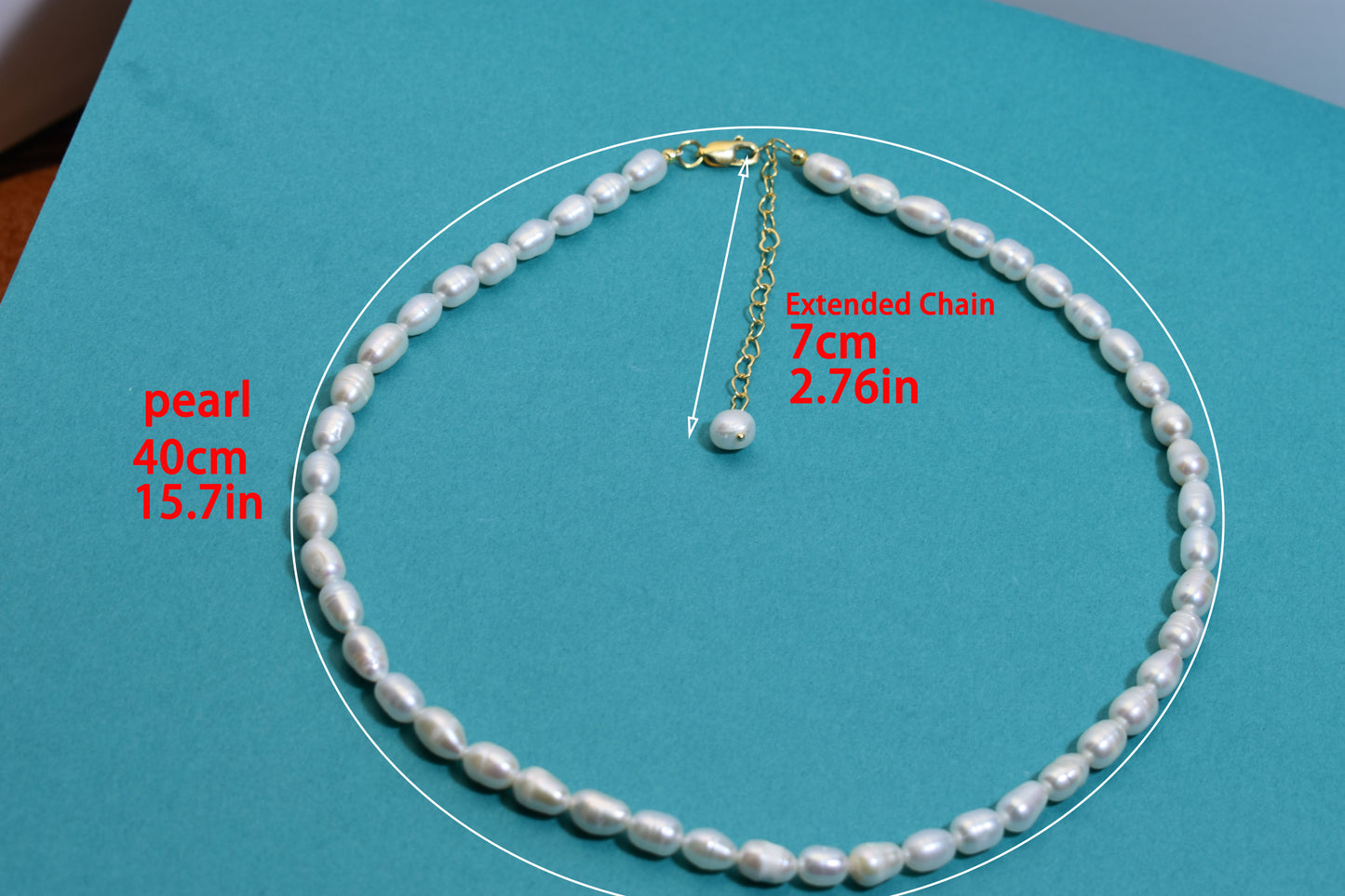 Natural Pearl Necklace White 8-9mm Pearl Belt Extended Chain Length Adjustable Necklace