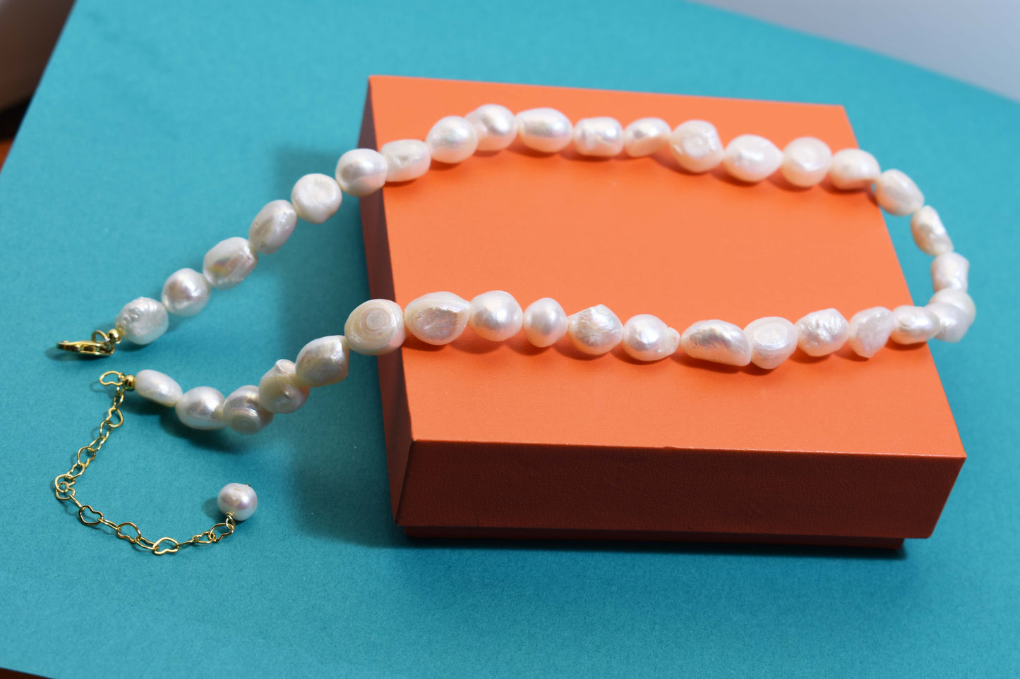 Natural Pearl Necklace Baroque Pearl Belt Extended Chain Length Adjustable Necklace