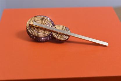 Baroque pearl three-dimensional inlaid with purple crystal and zircon gold hair clip