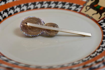 Natural pearl hair clip with three-dimensional inlaid powder crystal and zircon gold hair clip