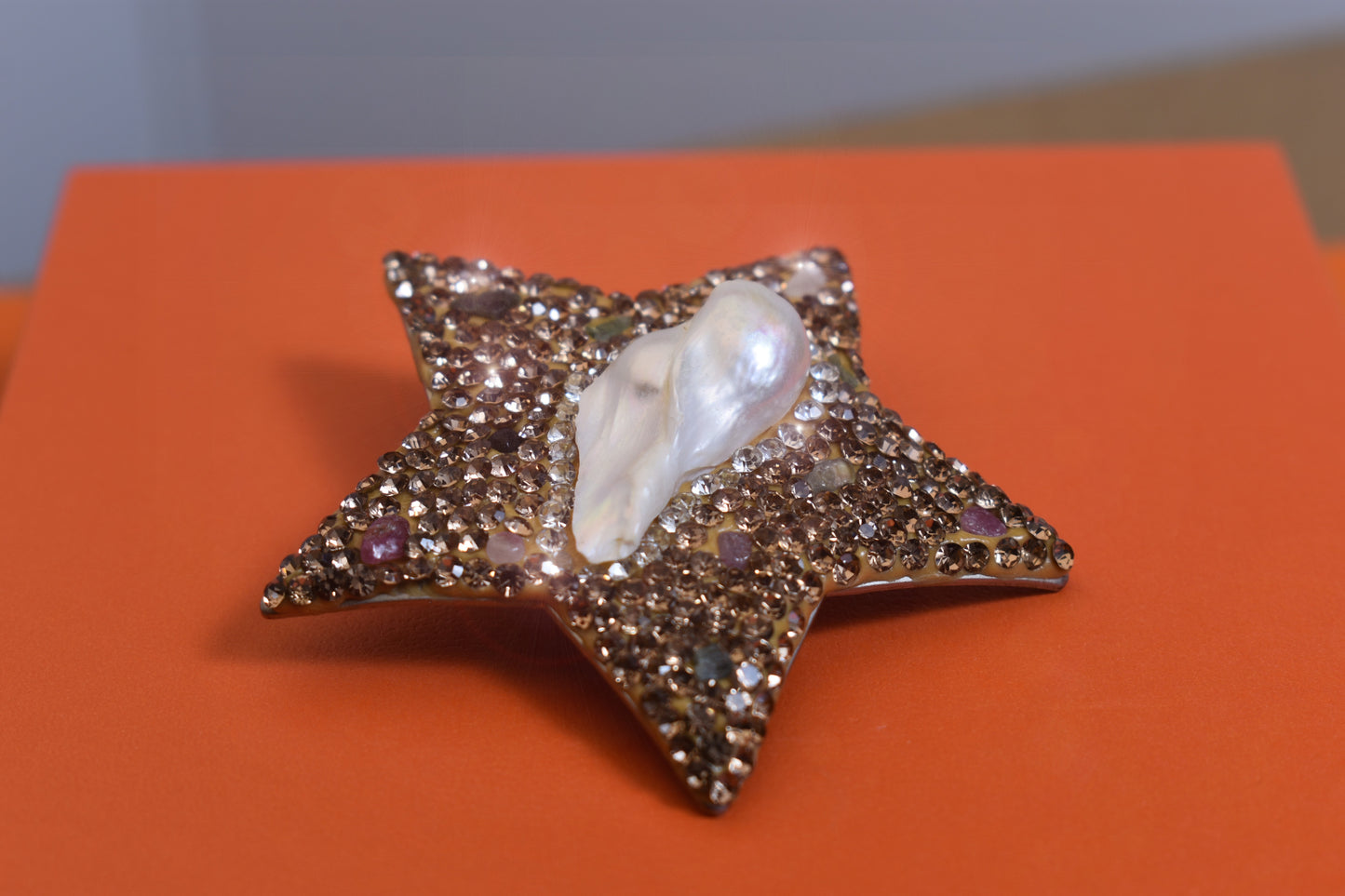 nature baroque pearl Five pointed star starfish hair clip design