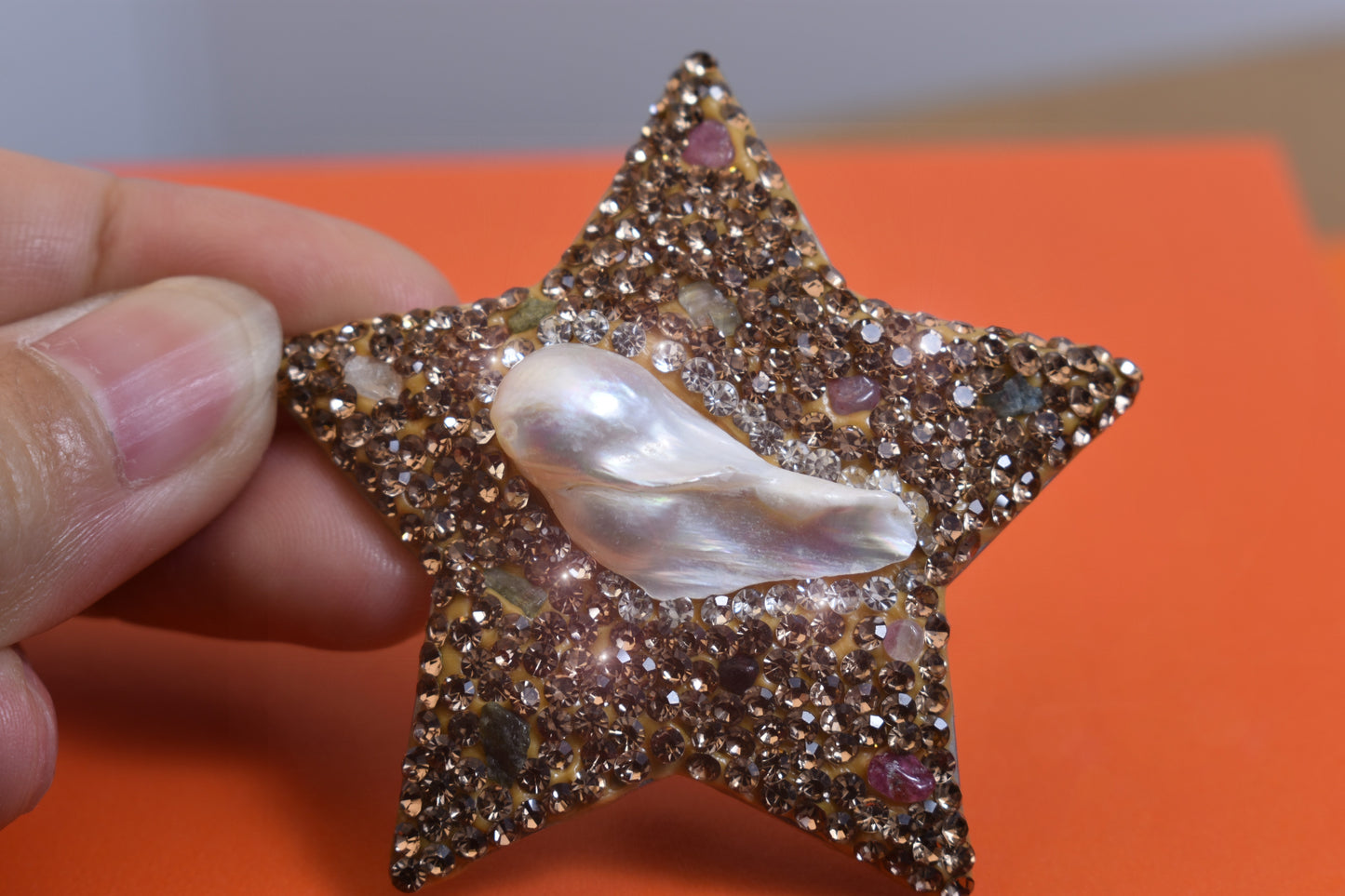 nature baroque pearl Five pointed star starfish hair clip design