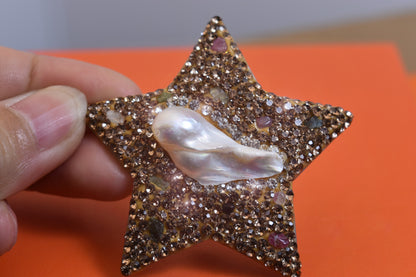 nature baroque pearl Five pointed star starfish hair clip design