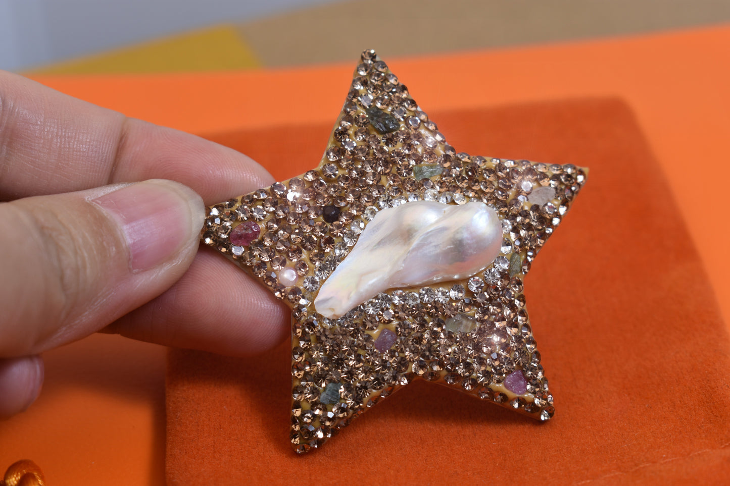 nature baroque pearl Five pointed star starfish hair clip design
