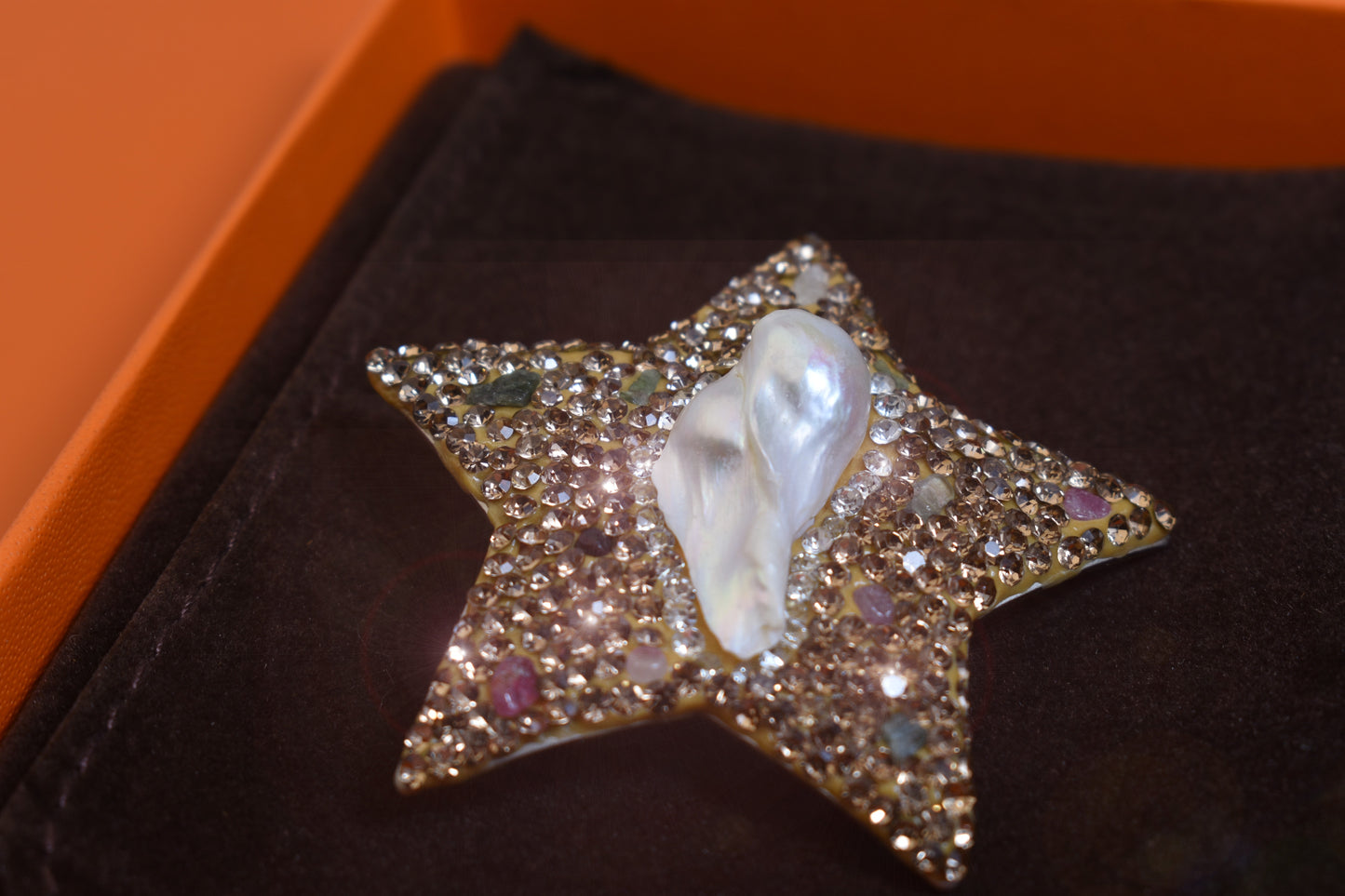 nature baroque pearl Five pointed star starfish hair clip design