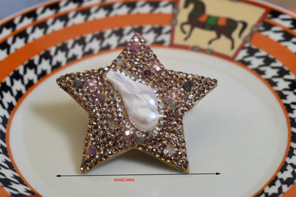 nature baroque pearl Five pointed star starfish hair clip design