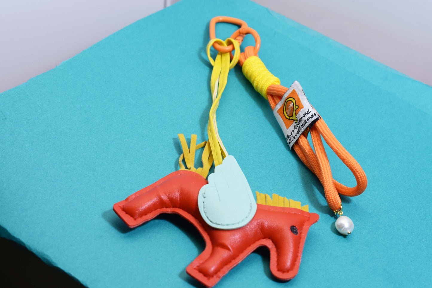 Little Pegasus bag pendant, woven rope double-layer chain nylon rope, pony tassel pearl keychain