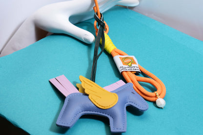 Little Pegasus bag pendant, woven rope double-layer chain nylon rope, pony tassel pearl keychain