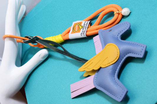 Little Pegasus bag pendant, woven rope double-layer chain nylon rope, pony tassel pearl keychain