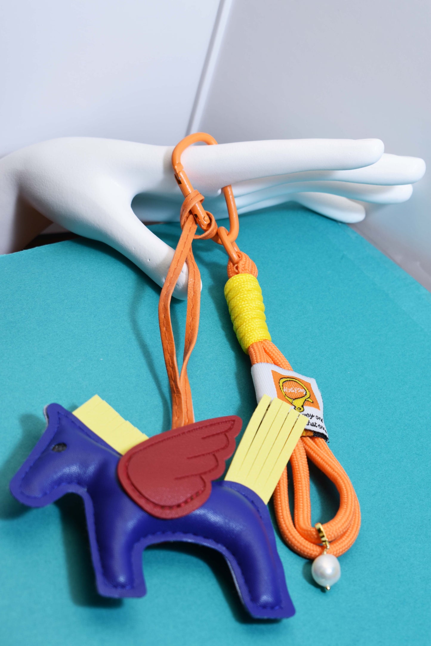 Little Pegasus bag pendant, woven rope double-layer chain nylon rope, pony tassel pearl keychain