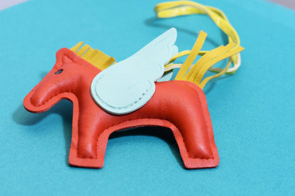 Little Pegasus bag pendant, woven rope double-layer chain nylon rope, pony tassel pearl keychain