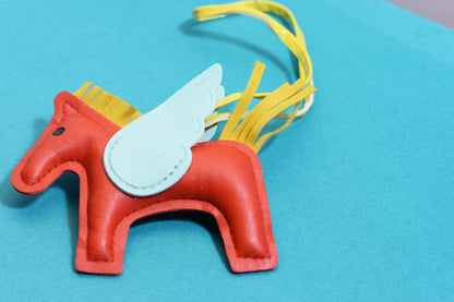 Little Pegasus bag pendant, woven rope double-layer chain nylon rope, pony tassel pearl keychain